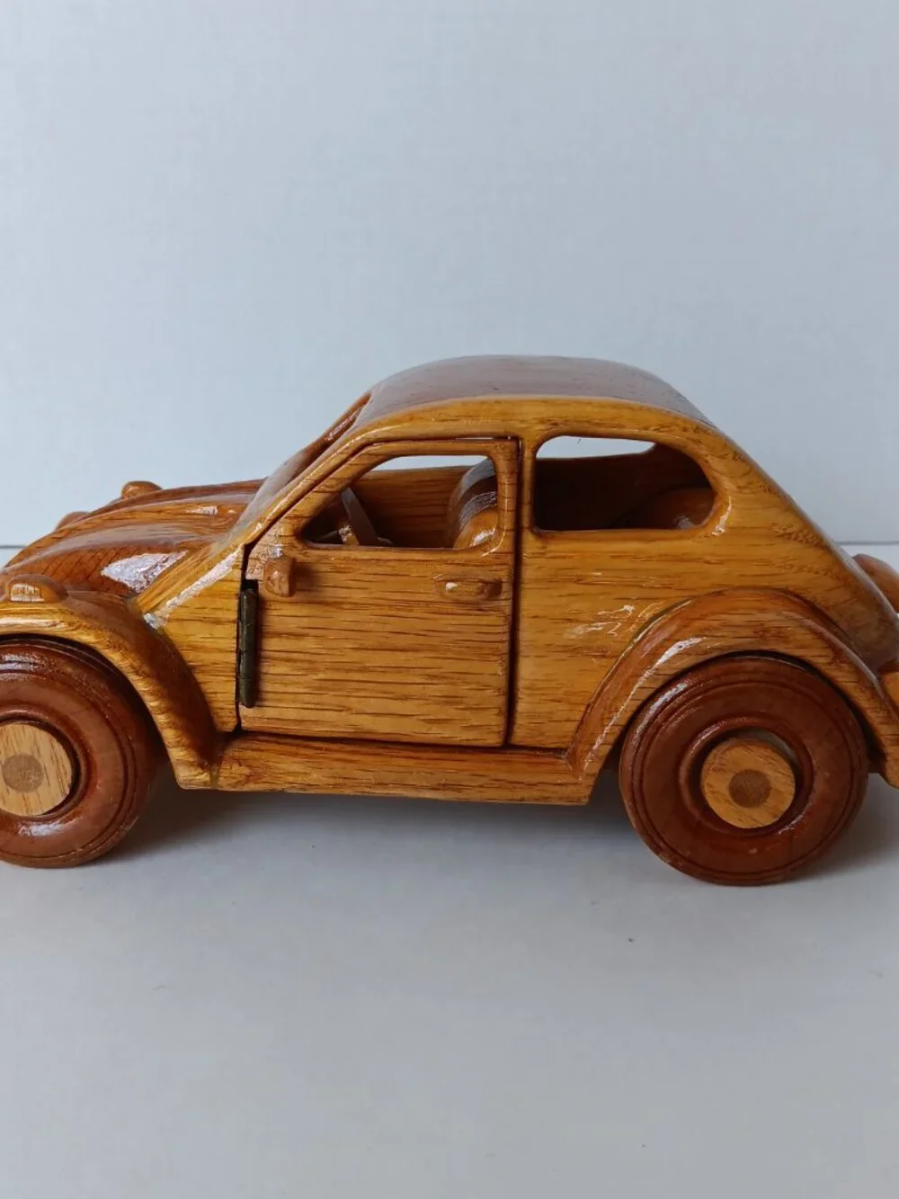 Handmade Oak Model Volkswagen  - 10 in (L)  x 4.5 in (W) - Working Doors/Wheels